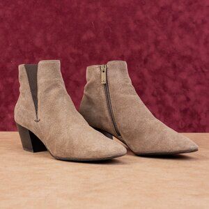 Aquatalia Women Faylynn Brown Leather Zip Elastic Panel Ankle Boots sz 8